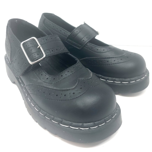 tuk Shoes - TUK Black Brogue Mary Jane's